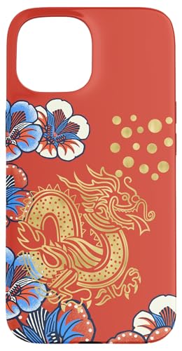 Folk Art Blumen Drache Orientalische Motive Karminblau Hülle für iPhone 15 Folk Art Blumen Drache Orientalische Motive Karminblau Hülle für iPhone 15 von Oriental Retro Art