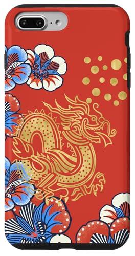 Folk Art Blumen Drache Orientalische Motive Karminblau Hülle für iPhone 7 Plus/8 Plus Folk Art Blumen Drache Orientalische Motive Karminblau Hülle für iPhone 7 Plus/8 Plus von Oriental Retro Art