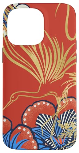Folk Art Blumen Kranich orientalische Motive karminblau Hülle für iPhone 14 Pro Max Folk Art Blumen Kranich orientalische Motive karminblau Hülle für iPhone 14 Pro Max von Oriental Retro Art