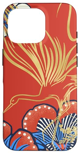 Folk Art Blumen Kranich orientalische Motive karminblau Hülle für iPhone 16 Pro Folk Art Blumen Kranich orientalische Motive karminblau Hülle für iPhone 16 Pro von Oriental Retro Art