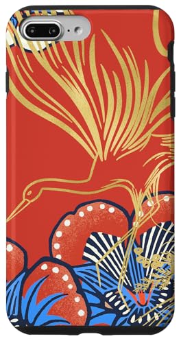 Folk Art Blumen Kranich orientalische Motive karminblau Hülle für iPhone 7 Plus/8 Plus von Oriental Retro Art
