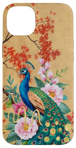 Orientalischer Baum Pfau Floral Collage Retro Pfau Hülle für iPhone 14 Plus von Oriental Retro Art