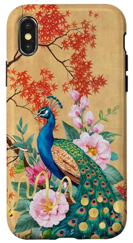 Orientalischer Baum Pfau Floral Collage Retro Pfau Hülle für iPhone X/XS von Oriental Retro Art