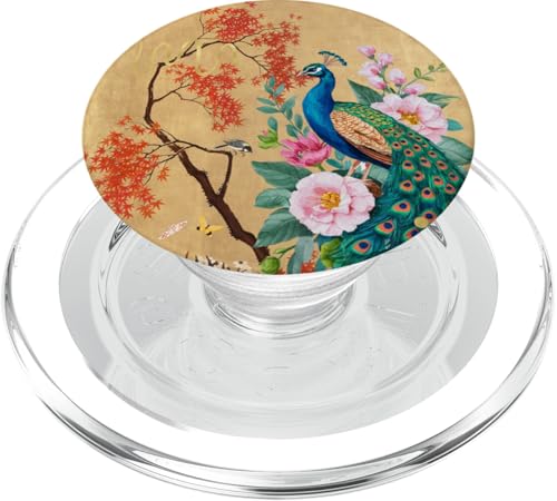 Orientalischer Baum Pfau Floral Collage Retro Pfau PopSockets PopGrip für MagSafe von Oriental Retro Art