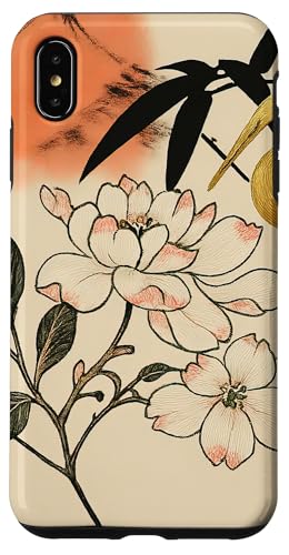 Sonnenblumen Kranich Vogel Minimalistisch Orientalisch Tinte Beige Hülle für iPhone XS Max von Oriental Retro Art