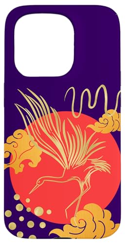 Sonnenuntergang fliegender Kranich Orientalische Motive Karminviolett Hülle für iPhone 15 Pro Sonnenuntergang fliegender Kranich Orientalische Motive Karminviolett Hülle für iPhone 15 Pro von Oriental Retro Art