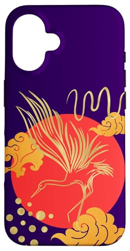 Sonnenuntergang fliegender Kranich Orientalische Motive Karminviolett Hülle für iPhone 16 Sonnenuntergang fliegender Kranich Orientalische Motive Karminviolett Hülle für iPhone 16 von Oriental Retro Art