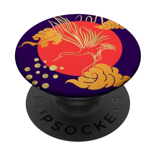 Sonnenuntergang fliegender Kranich Orientalische Motive Karminviolett PopSockets Klebender PopGrip Sonnenuntergang fliegender Kranich Orientalische Motive Karminviolett PopSockets Klebender PopGrip von Oriental Retro Art