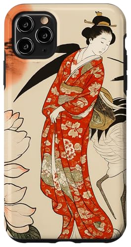 Sun Blumenkranich traditionell minimalistisch orientalisch Tinte beige Hülle für iPhone 11 Pro Max von Oriental Retro Art