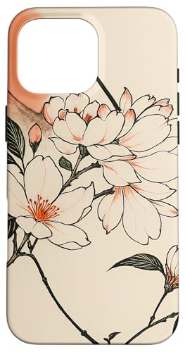 Sun Floral Minimalist Oriental Ink Beige Hülle für iPhone 16 Pro Max von Oriental Retro Art