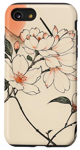 Sun Floral Minimalist Oriental Ink Beige Hülle für iPhone SE (2020) / 7 / 8 von Oriental Retro Art