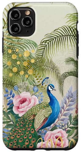Tropische Blätter Pfau Floral Collage Retro Mix Hülle für iPhone 11 Pro Max von Oriental Retro Art