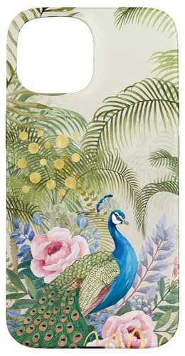 Tropische Blätter Pfau Floral Collage Retro Mix Hülle für iPhone 15 von Oriental Retro Art