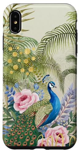 Tropische Blätter Pfau Floral Collage Retro Mix Hülle für iPhone XS Max von Oriental Retro Art