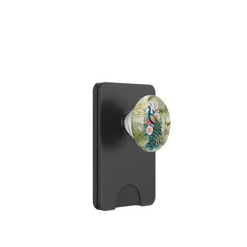 Tropische Blätter Pfau Floral Collage Retro Mix PopSockets PopWallet für MagSafe von Oriental Retro Art
