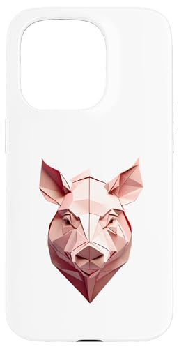 Origami Schwein – Gefaltete Papier Tier illustration Hülle für iPhone 15 Pro von Origami Designs - Animals