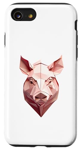 Origami Schwein – Gefaltete Papier Tier illustration Hülle für iPhone SE (2020) / 7 / 8 von Origami Designs - Animals