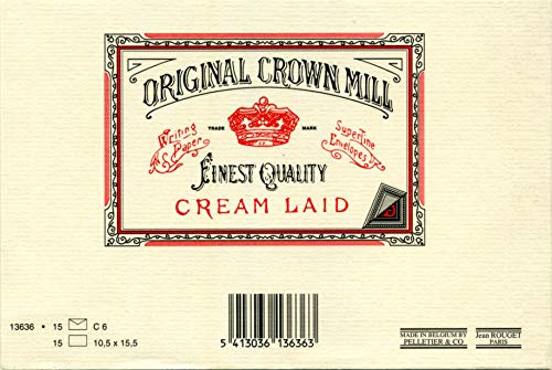 Original Crown Mill 'Classic Line' Set - Korrespondenzkarten DIN A6 mit Briefumschlägen, Büttenpapier mit feiner Rippenstruktur, Cremefarben (15 Stück) von Original Crown Mill