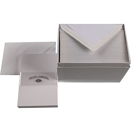 Original Crown Mill Luxus A6 schriftlich Karten Box Set mit gefüttert C6 Briefumschläge – Weiß (50 Stück) von Original Crown Mill