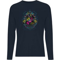 Harry Potter Hogwarts Neon Crest Men's Long Sleeve T-Shirt - Navy - XXL von Original Hero