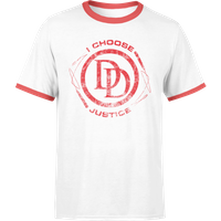 Marvel Daredevil I Choose Justice Men's Ringer T-Shirt - White/Red - S von Original Hero