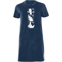 Pokemon Generation 3 Monochrome Starters Women's T-Shirt Dress - Navy Acid Wash - XXL von Original Hero