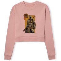 Star Wars The Mandalorian Composition Women's Cropped Sweatshirt - Dusty Pink - L von Original Hero