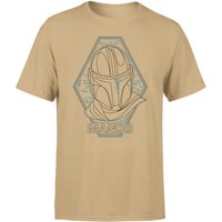 Star Wars The Mandalorian Mando Line Art Badge Men's T-Shirt - Tan - L von Original Hero