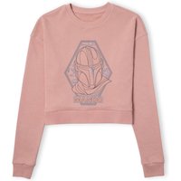 Star Wars The Mandalorian Mando Line Art Badge Women's Cropped Sweatshirt - Dusty Pink - M von Original Hero