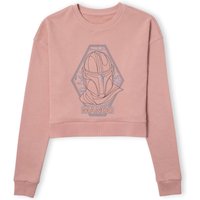 Star Wars The Mandalorian Mando Line Art Badge Women's Cropped Sweatshirt - Dusty Pink - XS von Original Hero