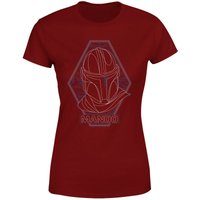 Star Wars The Mandalorian Mando Line Art Badge Women's T-Shirt - Burgundy - L von Original Hero