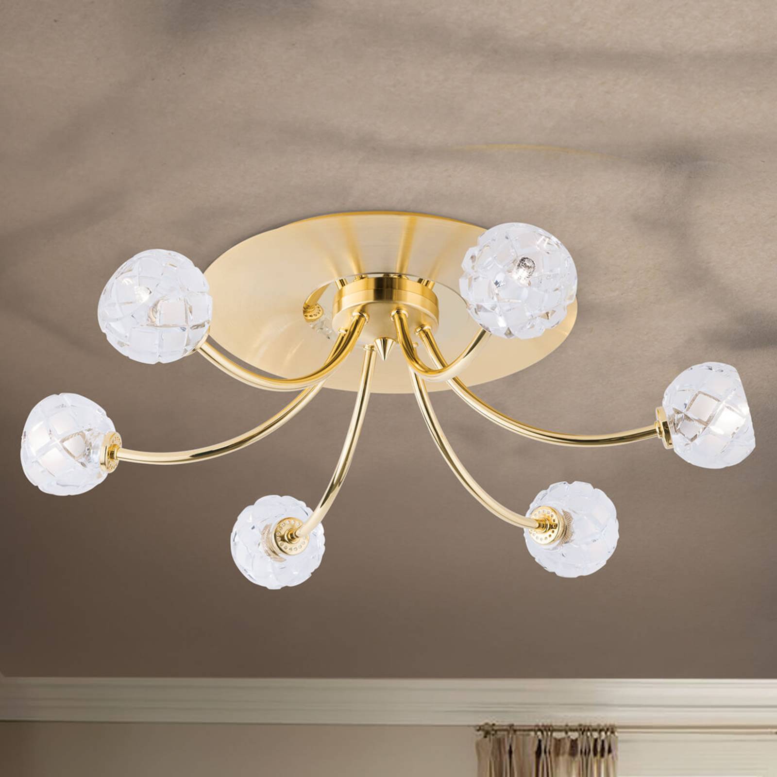 Bleikristall-Deckenleuchte Maderno, gold, 57cm Bleikristall-Deckenleuchte Maderno, gold, 57cm von Orion