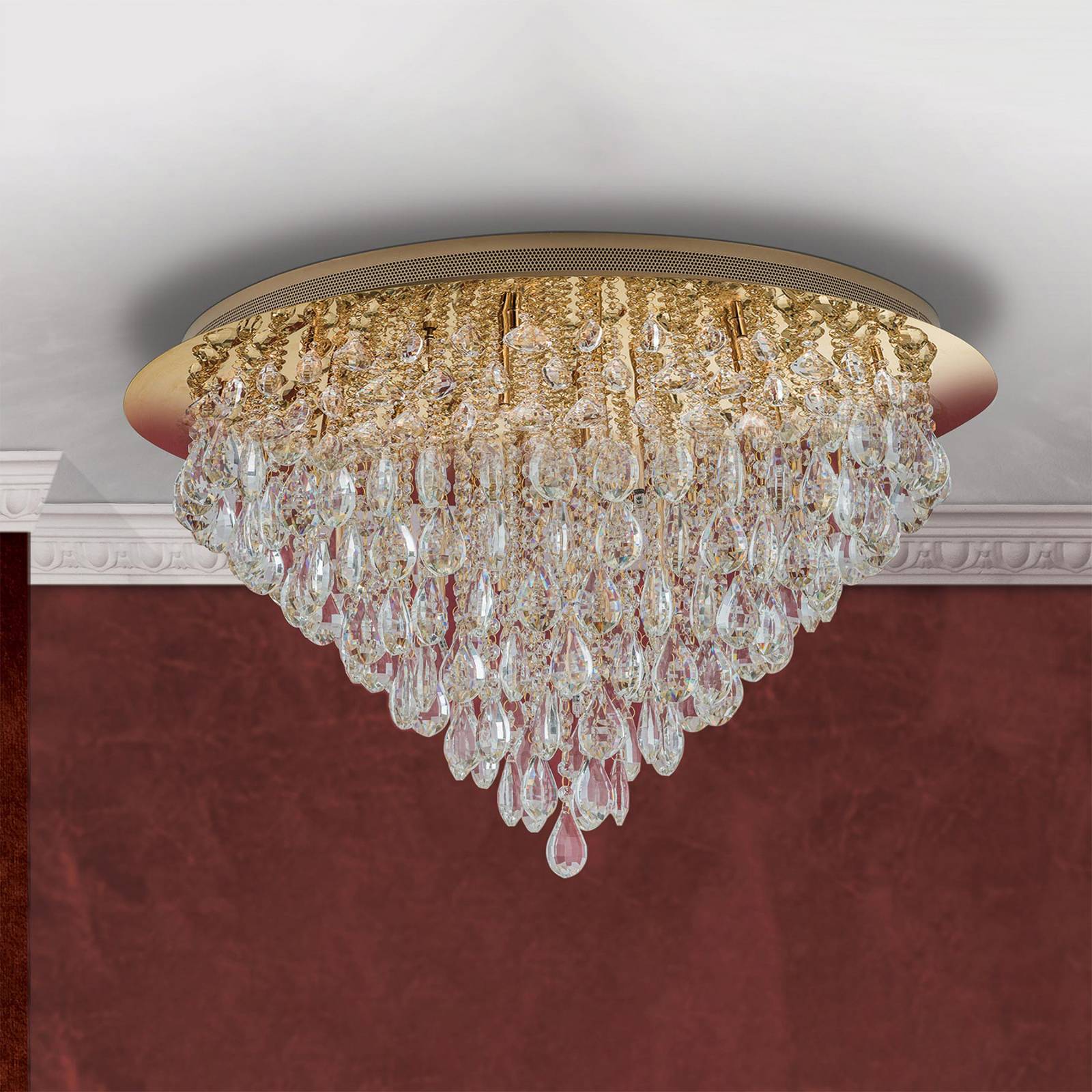Deckenlampe Celeste mit K9-Kristallen, Ø75cm, gold Deckenlampe Celeste mit K9-Kristallen, Ø75cm, gold von Orion