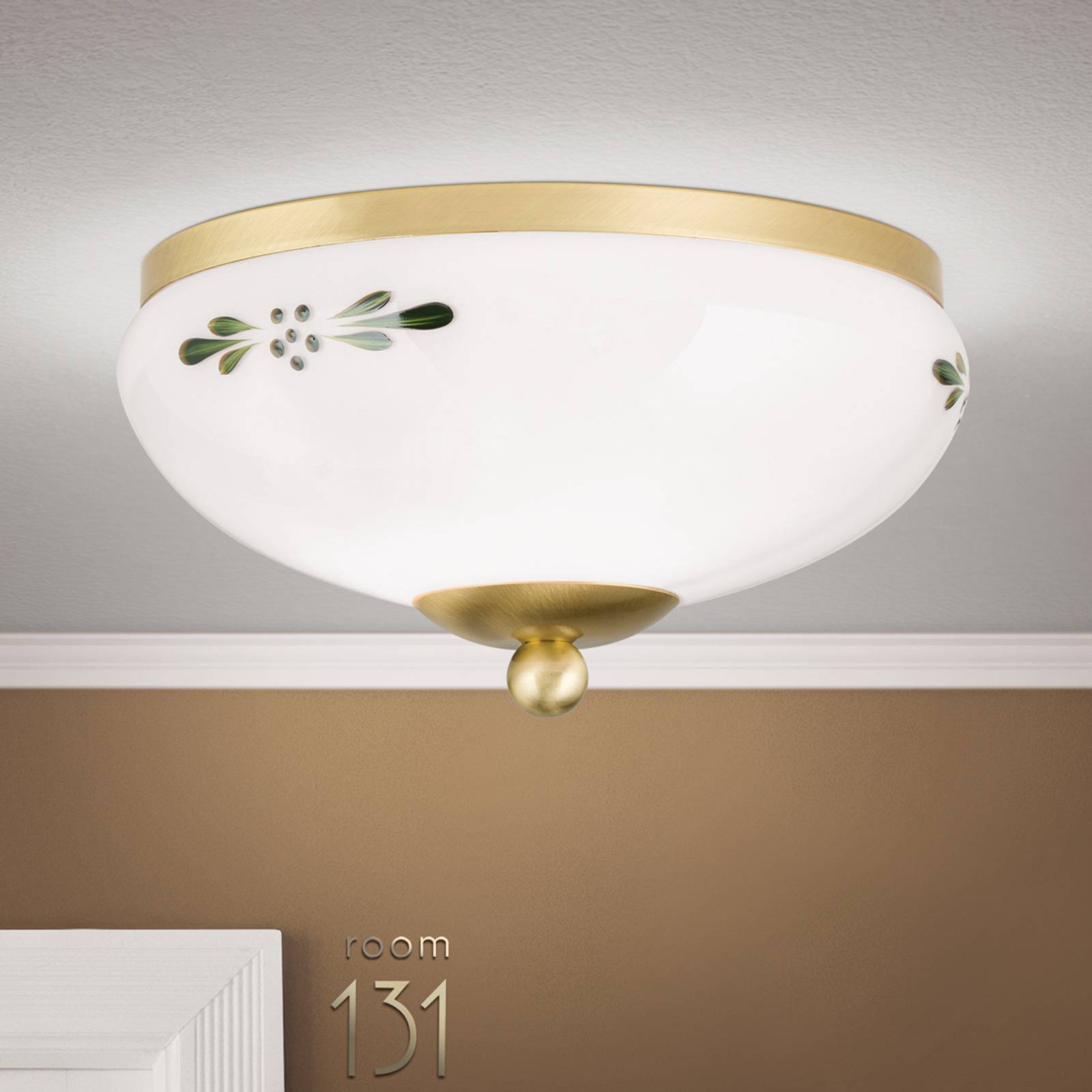 Deckenlampe Landhaus Messing opal grün Ø 21 cm Deckenlampe Landhaus Messing opal grün Ø 21 cm von Orion