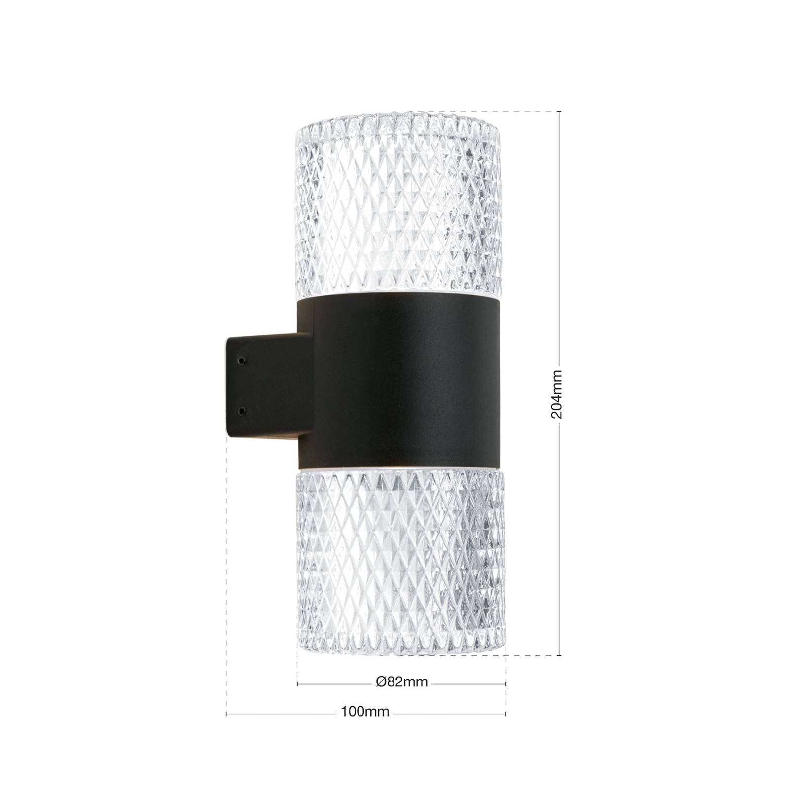 LED-Außenwandlampe Monido, schwarz, Höhe 20,4 cm, Alu, 2-flg LED-Außenwandlampe Monido, schwarz, Höhe 20,4 cm, Alu, 2-flg von Orion