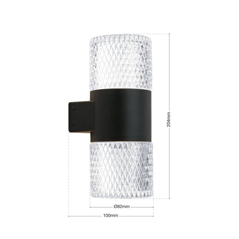 LED-Außenwandlampe Monido, schwarz, Höhe 20,4 cm, Alu, 2-flg von Orion