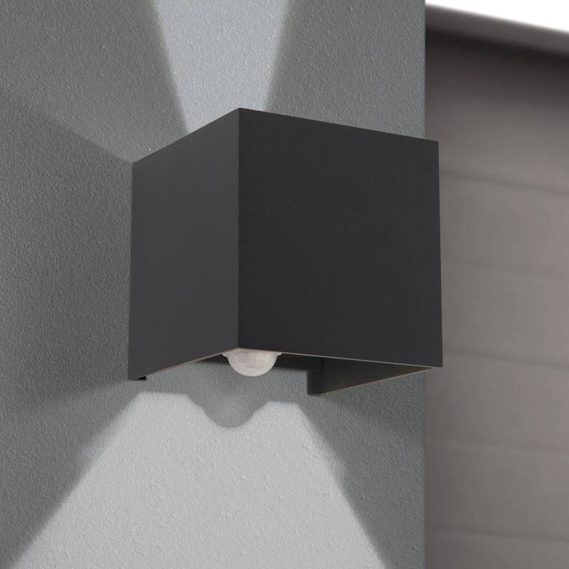 LED-Außenwandleuchte Cube-S, anthrazit, Metall, Sensor von Orion