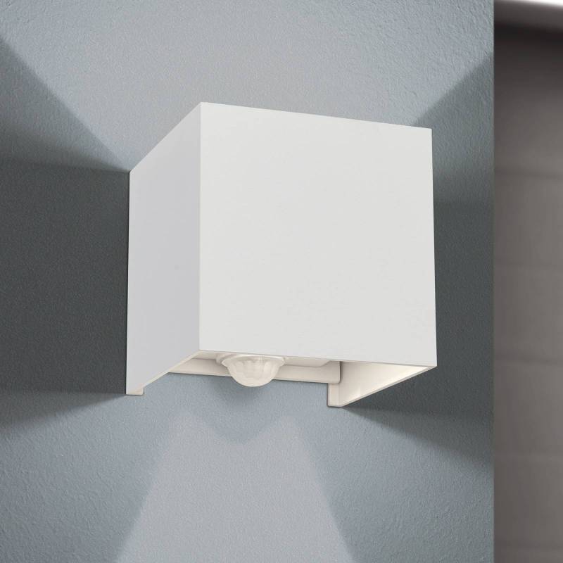 LED-Außenwandleuchte Cube-S, weiß, Metall, Bewegungsmelder von Orion