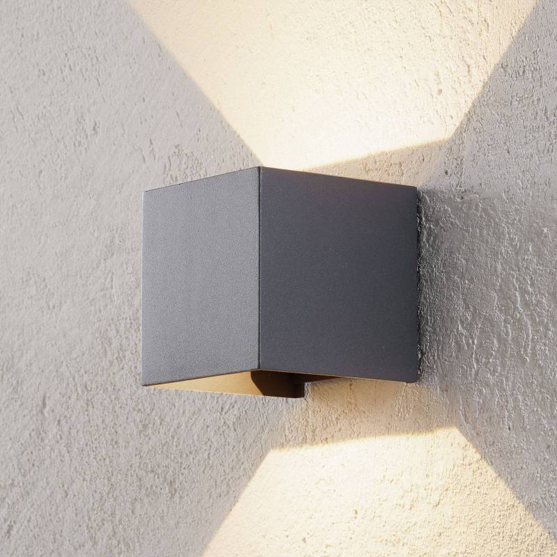 LED-Außenwandleuchte Cube, anthrazit, Metall, 10 cm, up/down von Orion
