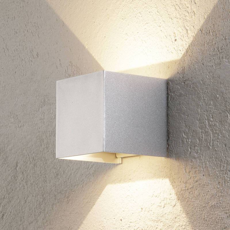 LED-Außenwandleuchte Cube, alufarben, Metall, 10 cm, up/down von Orion