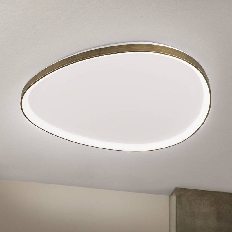 LED-Deckenlampe Charlie, Ø 80 cm, opalweiß, altmessingfarben von Orion