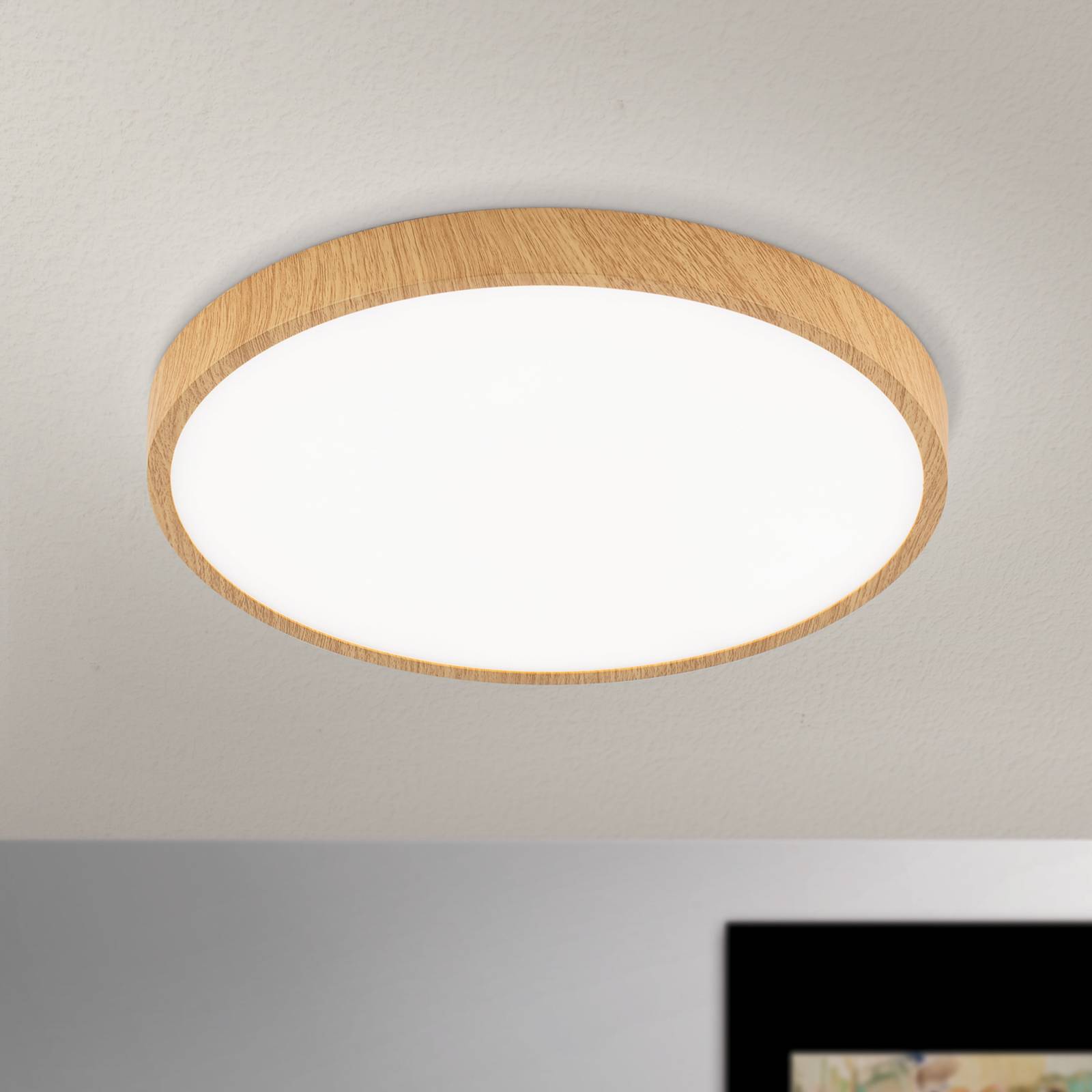 LED-Deckenleuchte Bully mit Holz-Optik, Ø 28 cm von Orion