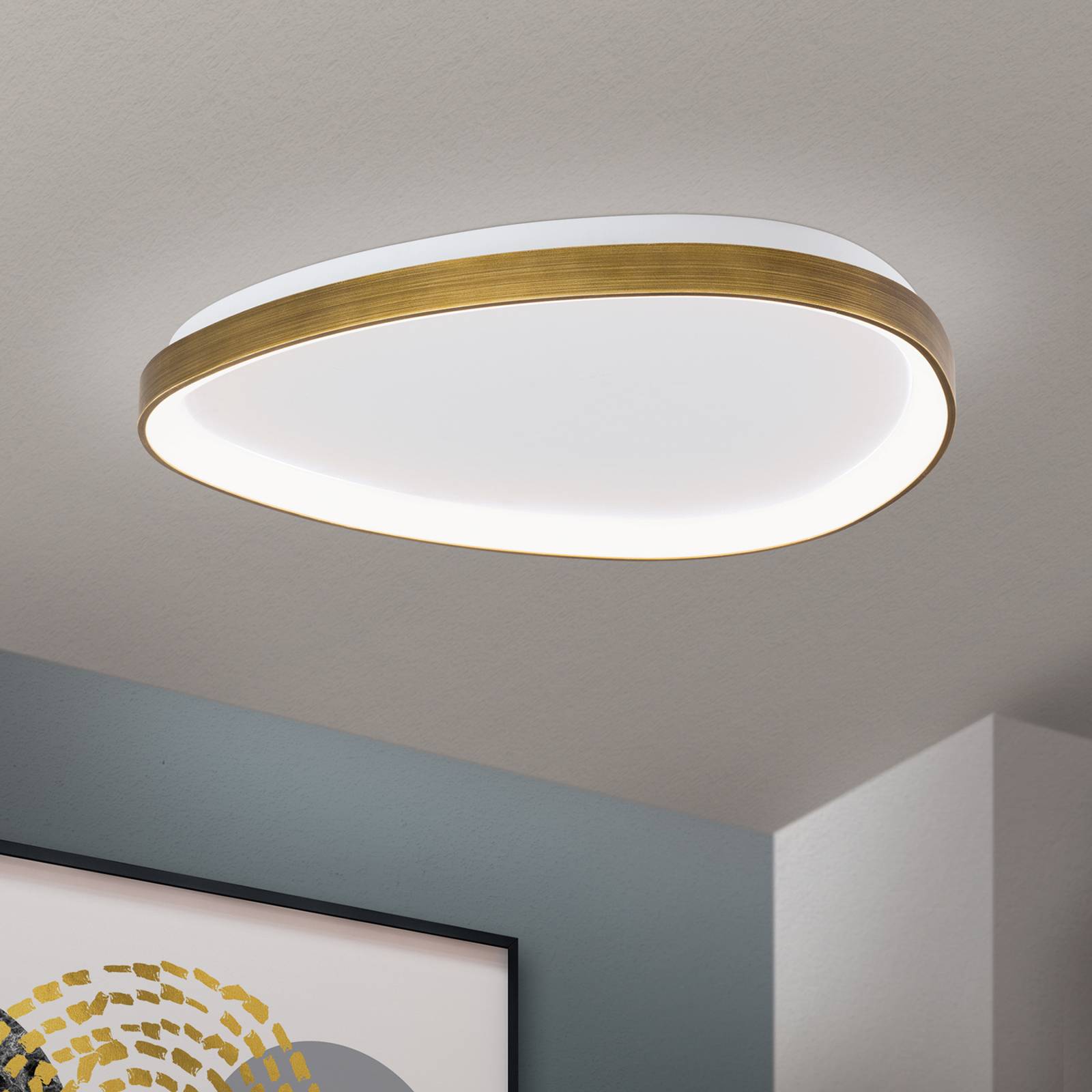 LED-Deckenlampe Charlie, Ø 65 cm, opalweiß, altmessingfarben LED-Deckenlampe Charlie, Ø 65 cm, opalweiß, altmessingfarben von Orion