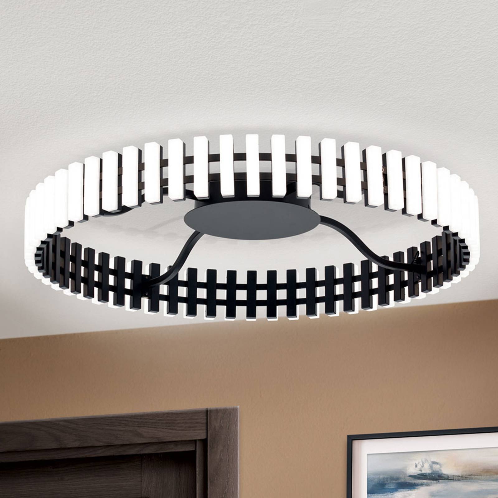 LED-Deckenleuchte Mansion, schwarz-weiß Ø 63 cm LED-Deckenleuchte Mansion, schwarz-weiß Ø 63 cm von Orion