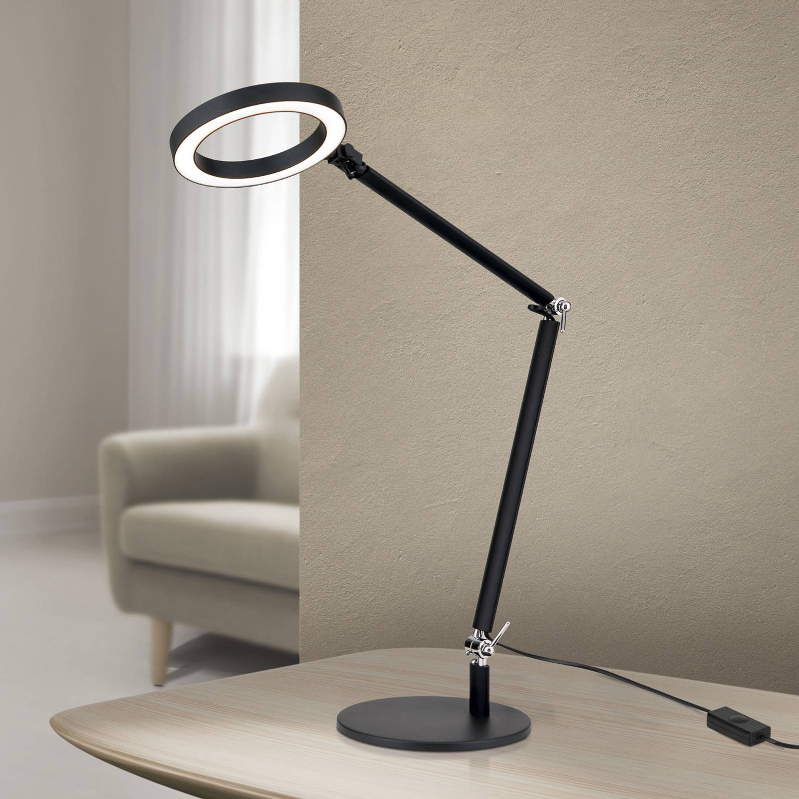 LED-Tischlampe Ringo, schwarz, Metall, verstellbar, dimmbar LED-Tischlampe Ringo, schwarz, Metall, verstellbar, dimmbar von Orion