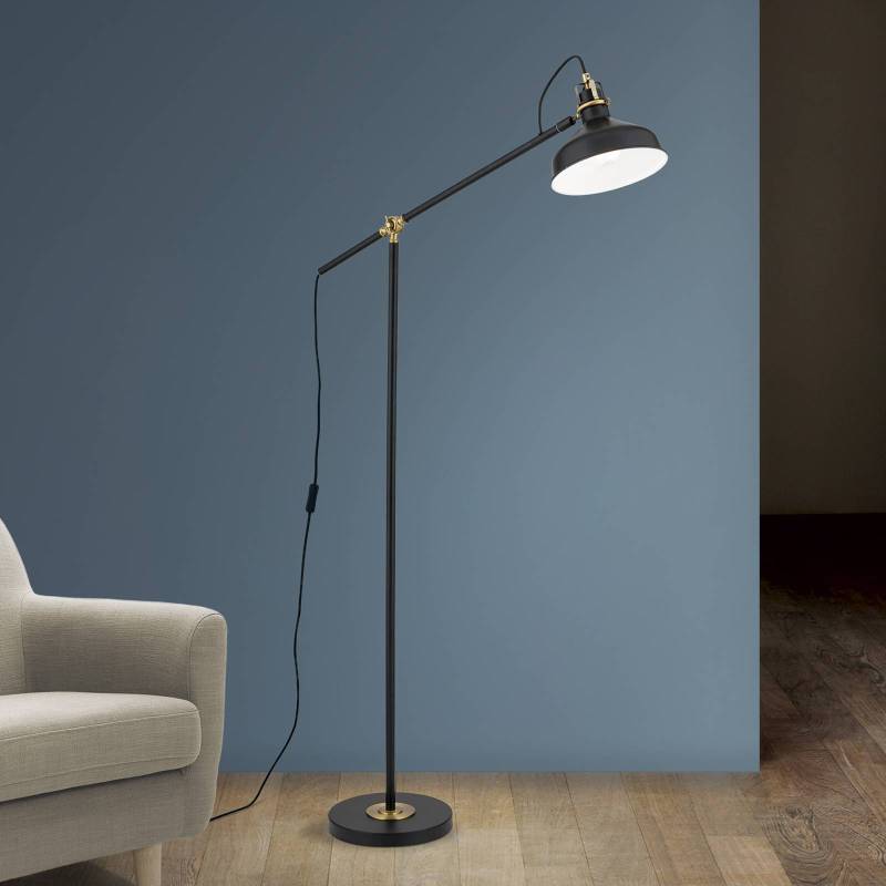 Stehlampe Schiller, schwarz, Metall, 153 cm, verstellbar von Orion