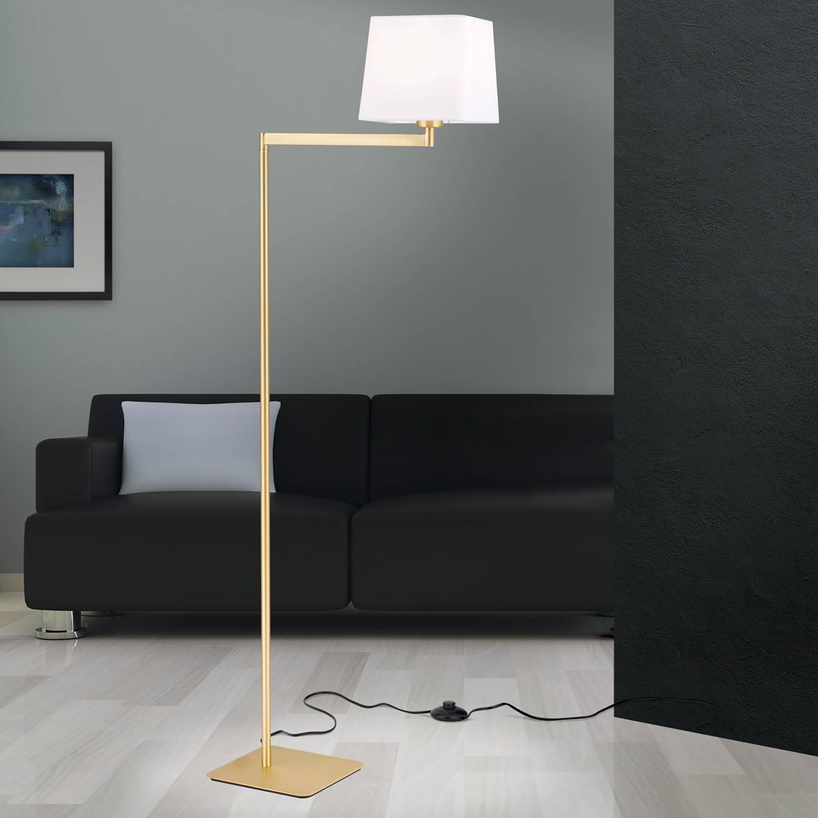 Textil-Stehlampe Carlton, messing matt Textil-Stehlampe Carlton, messing matt von Orion