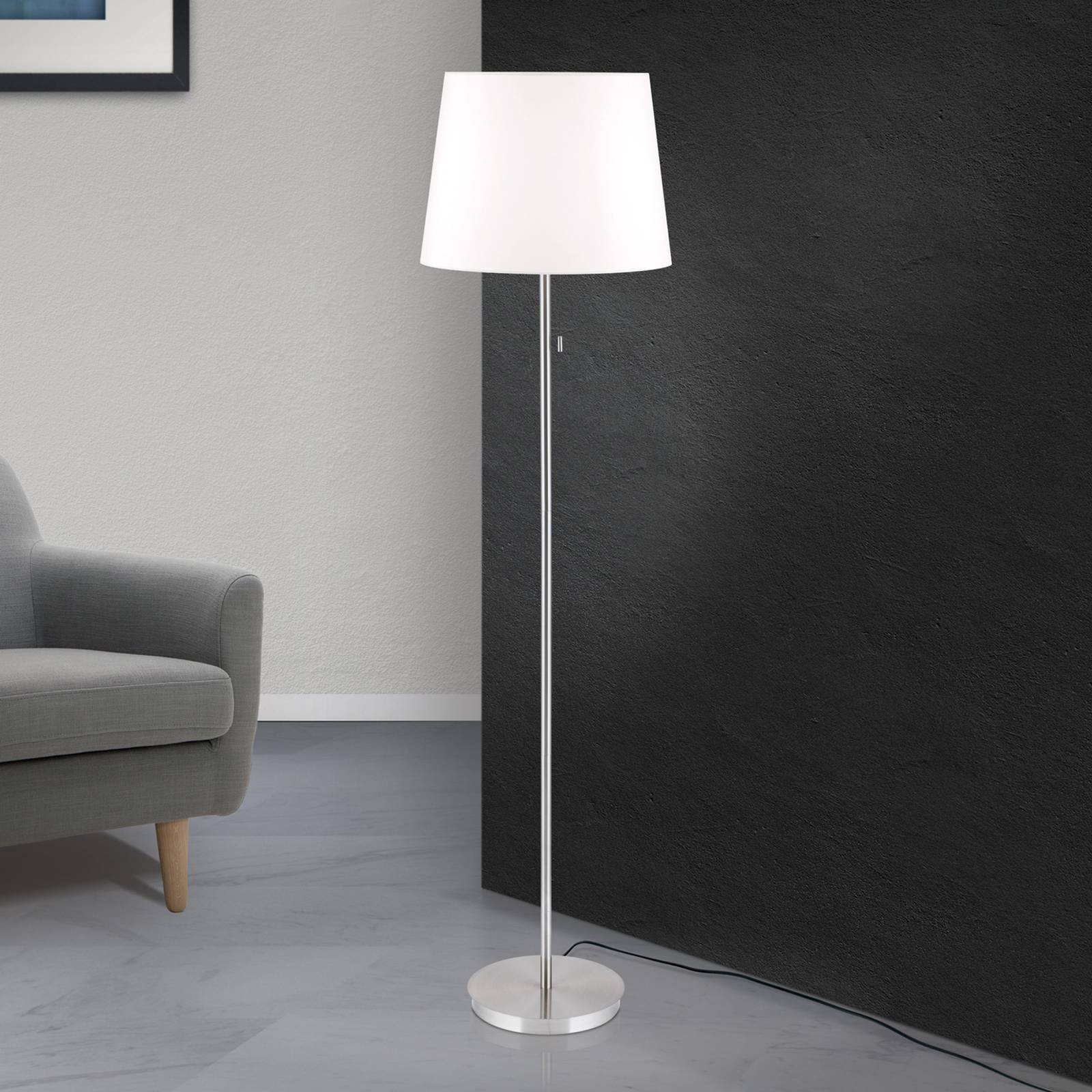 Textil-Stehleuchte Ludwig, nickel matt Textil-Stehleuchte Ludwig, nickel matt von Orion