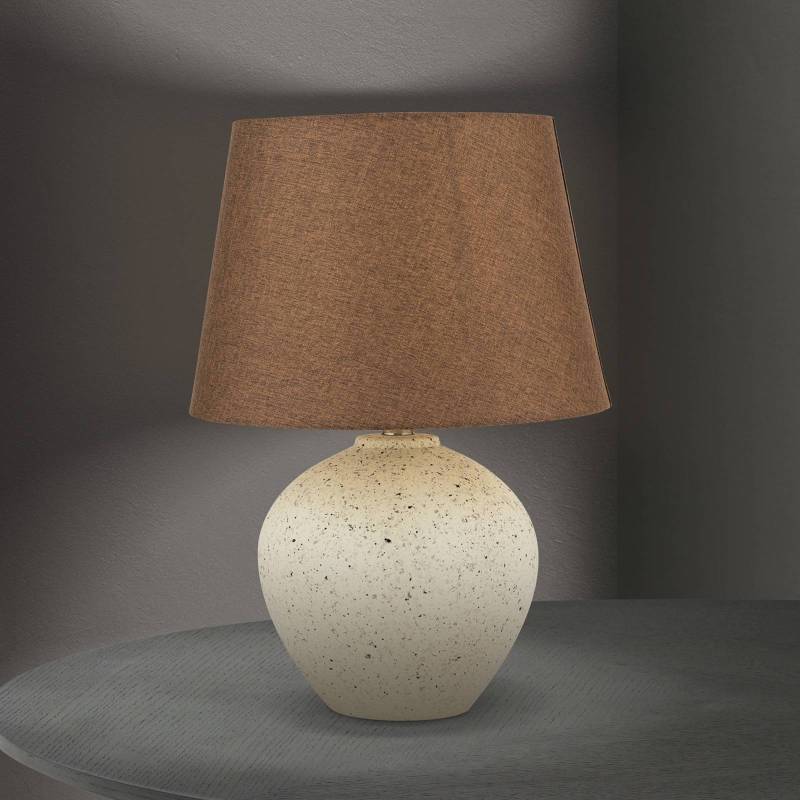 Tischlampe Masai, creme/braun, Höhe 46,5 cm, Keramik/Leinen von Orion