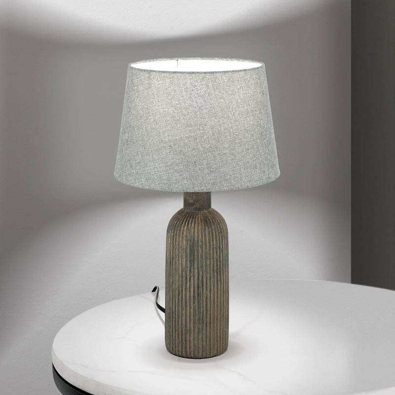 Tischlampe Orchid, braun/grau, Höhe 53,5 cm, Keramik/Leinen von Orion